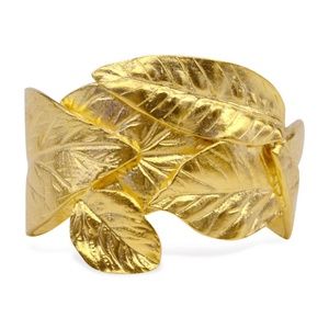 Kenneth Jay Lane Greek Roman ancient 22k gold plated leaf cuff